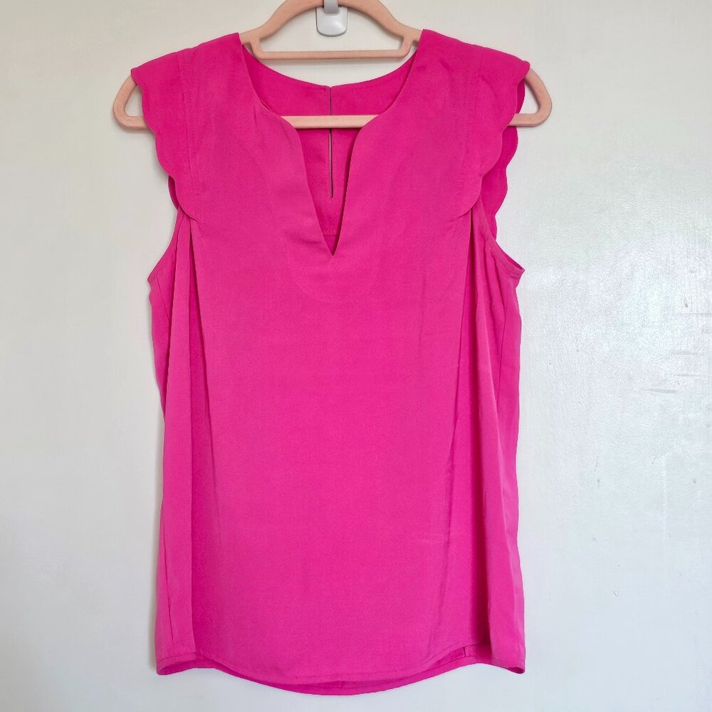 Maeve Split Neckline Sleeveless Tank Top Blouse, 4, Small, Hot Pink